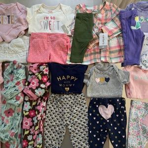 Newborn baby girl pajamas and carters outfits